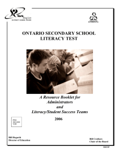 OSSLT: YRDSB Resource Booklet for Student Success