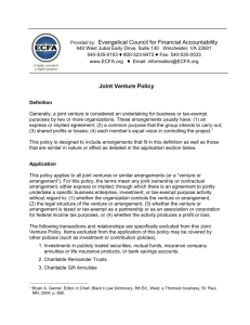 Joint Venture Policy Page 1 of 4 Joint Venture Policy Definition