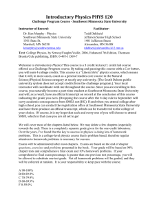 Physics Syllabi - Southwest Minnesota State University