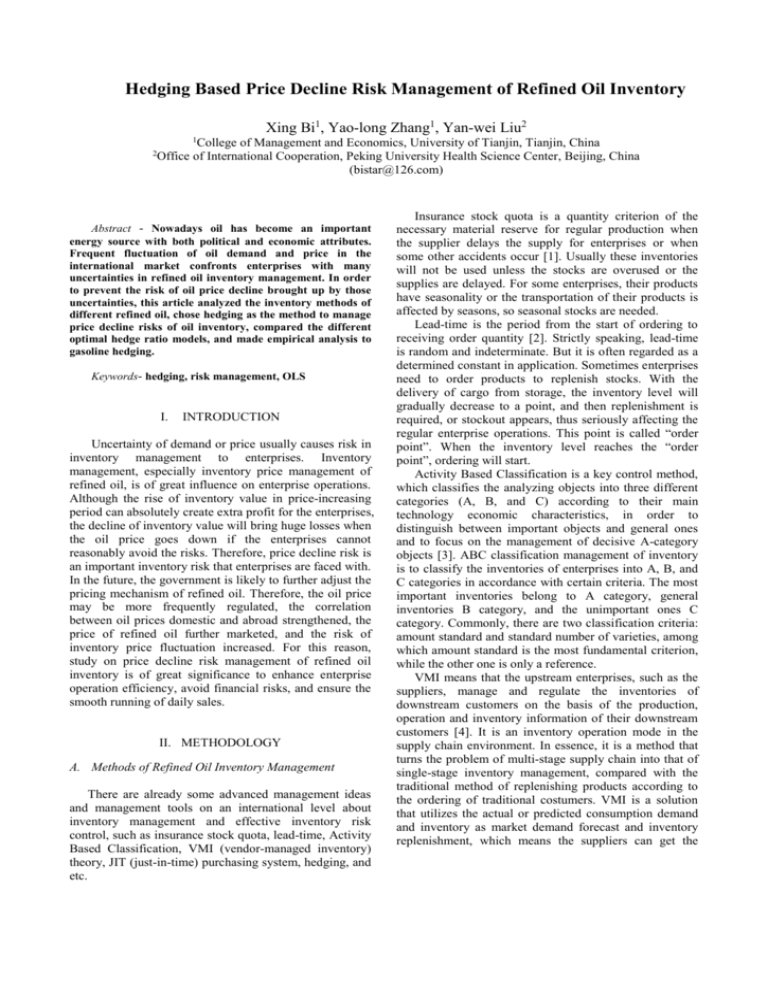 B. Empirical Analysis On Optimal Hedging Ratio