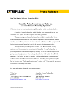 Caterpillar Paving Products Inc. and Weiler Inc. Announce Exclusive