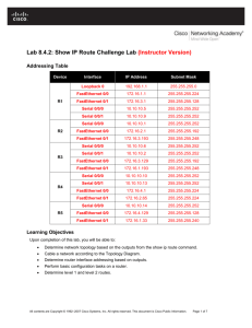 Lab 8.4.2: Show IP Route Challenge Lab