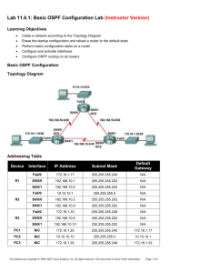 Lab 11.6.1: Basic OSPF Configuration Lab