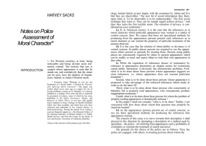 Introduction 281 HARVEY SACKS Notes on Police Assessment of