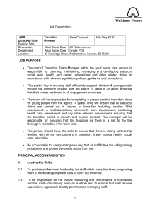 Job Description JOB DESCRIPTION Position Title: Transition
