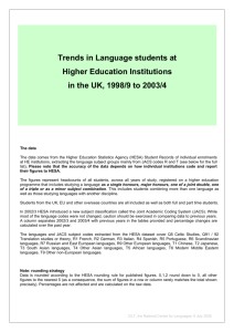 in the UK, 1998/9 to 2003/4 - LLAS Centre for Languages