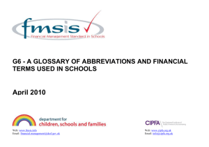 Glossary of abbreviations and financial terms used in schools