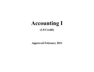 Accounting I Course Curriculum