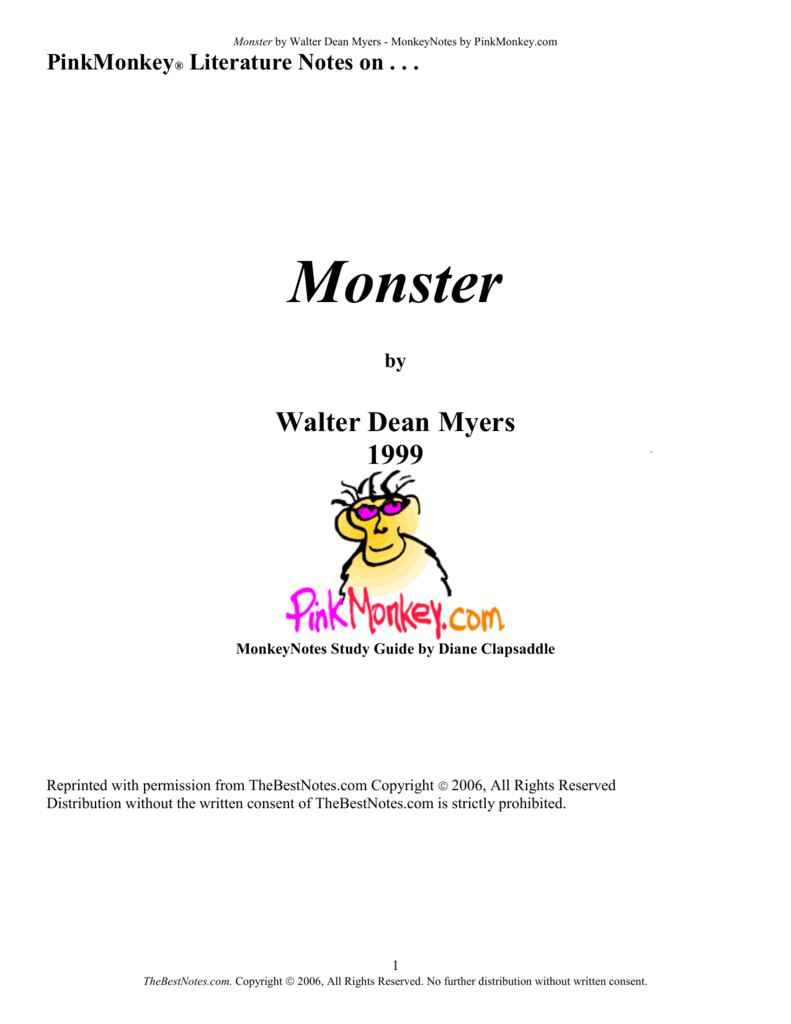 monster walter dean myers literary analysis