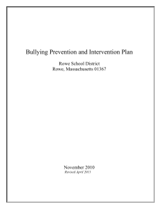 Outline for Bullying Prevention and Intervention Plan