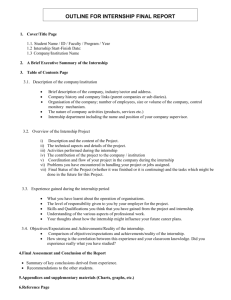 SUGGESTED INTERNSHIP REPORT OUTLINE