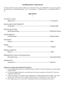 TEMPERAMENT CHECKLIST