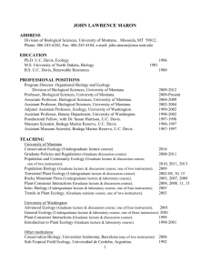 curriculum vitae - University of Montana