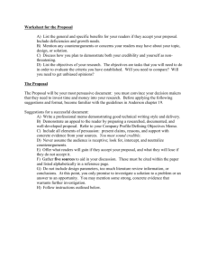 Worksheet for the Proposal (see Anderson chapter 19)