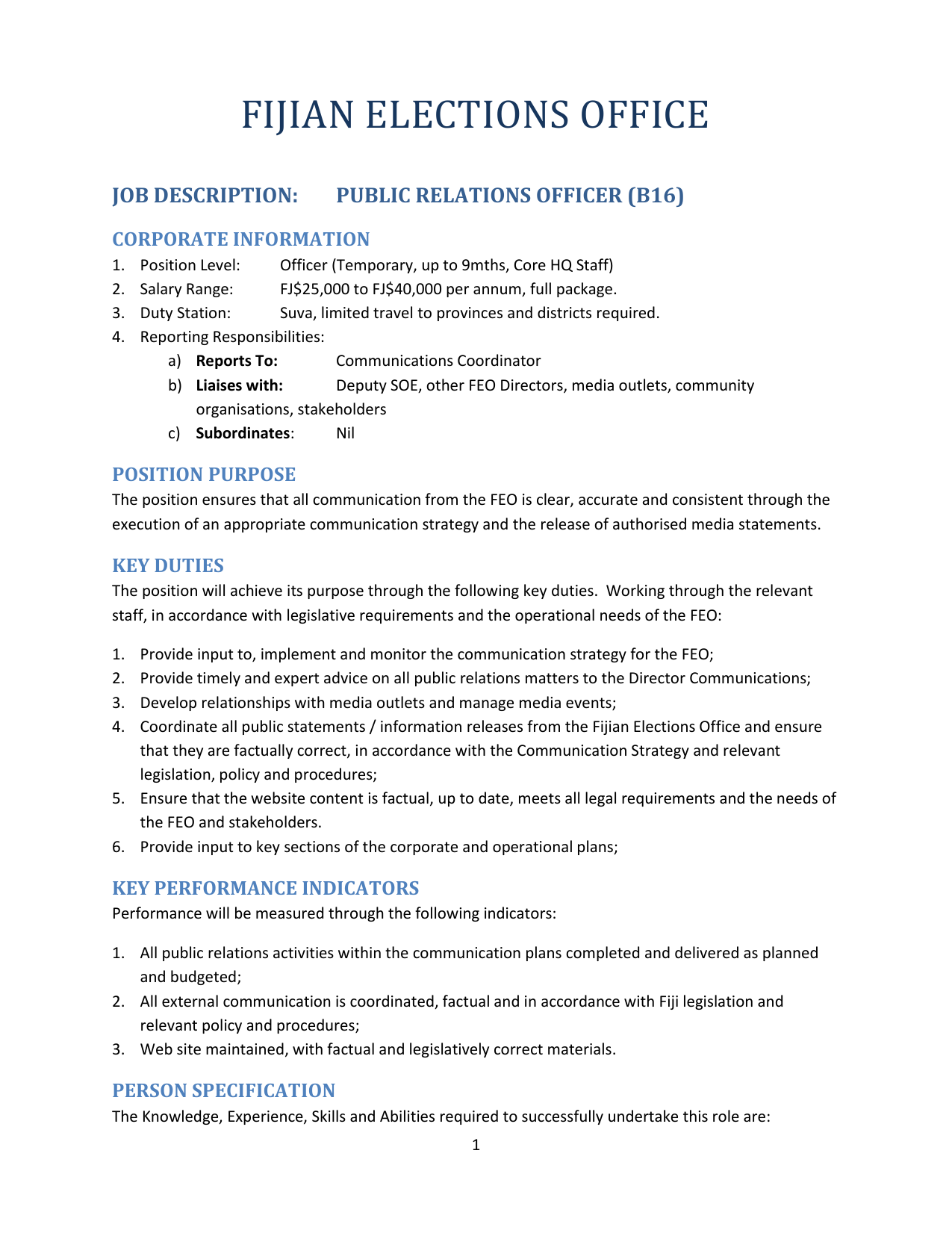 public relations officer duties and responsibilities