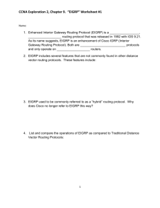 CCNA Exploration 2, Chapter 9. “EIGRP” Worksheet #1 Name