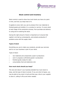 Stock control and inventory