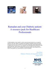 Ramadan and your Diabetic patient: A resource pack for Healthcare