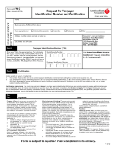 Form AHA W-9 (Rev. January 2006) Request for Taxpayer
