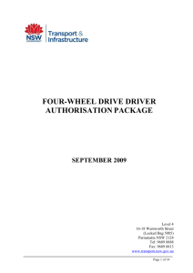 four-wheel drive driver authorisation package