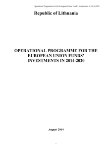 Operational Programme for the European Union Funds' Investments