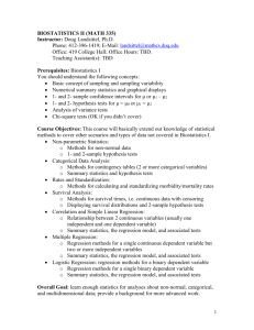 Introduction to Biostatistics (MATH 225)