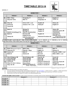 Timetable – Model 9 – June 27 - Quinte Christian High School