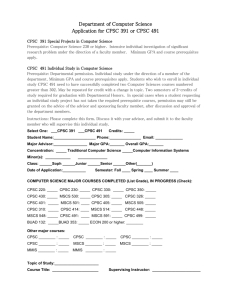 Application for CPSC 491 Individual Study in Computer Science