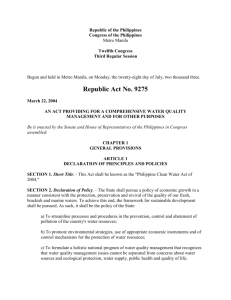 R.A. 9275 - The Clean Water Act