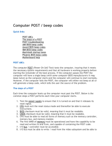 P.O.S.T. BIOS Beep Codes