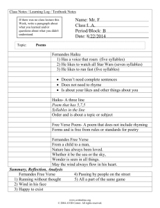 Cornell Notes You Haiku and Free Verse