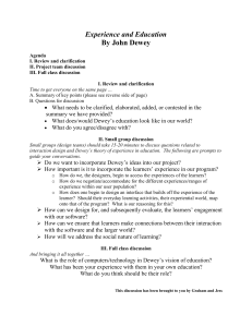 John Dewey, Experience and Education