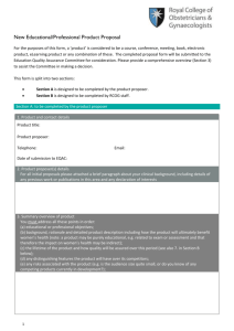 Product Proposal Form - the Royal College of Obstetricians and