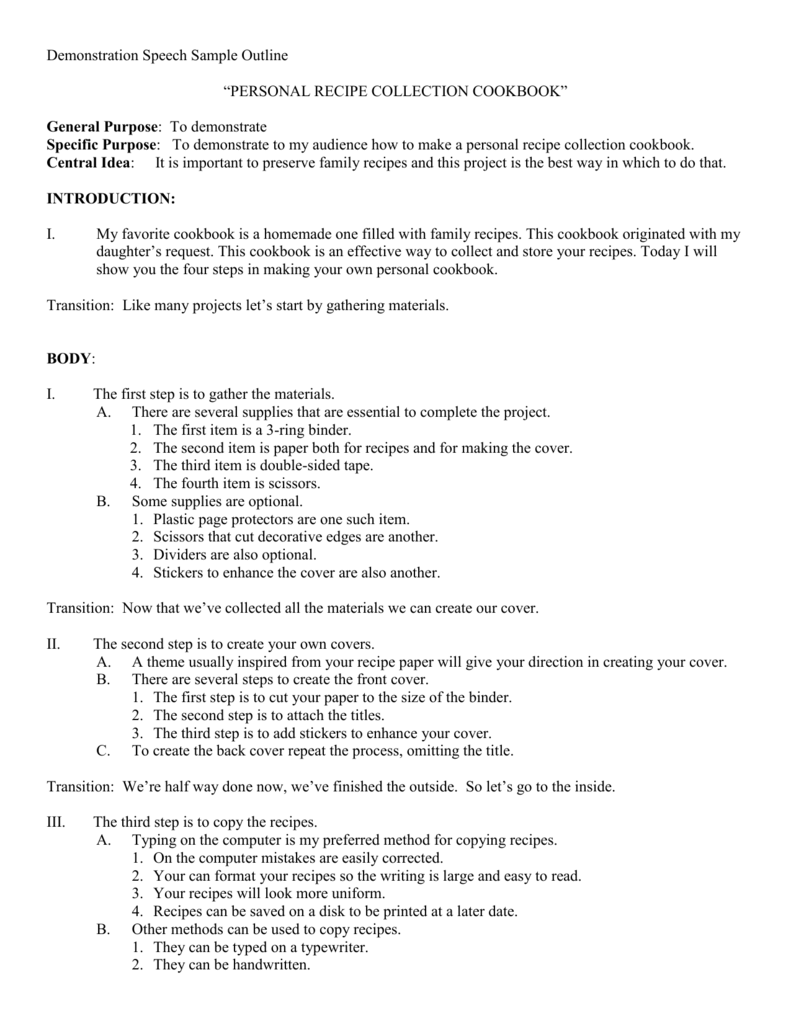 how to write demonstration speech