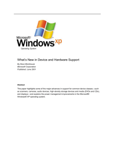 Windows XP: What's New in Device and Hardware Support