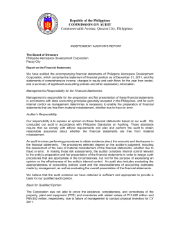 independent auditors report philippine aerospace development audit report sample