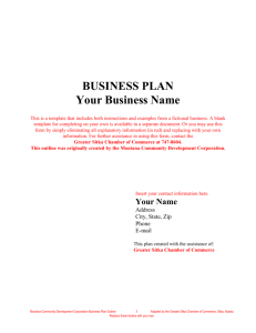 business plan - Greater Sitka Chamber of Commerce