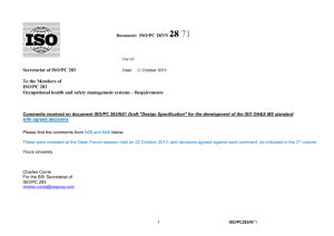 Document: ISO/PC 283/N 28 71 Our ref Secretariat of ISO/PC 283