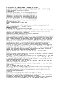 SUBDIVISION OF AGRICULTURAL LAND ACT 70 OF 1970