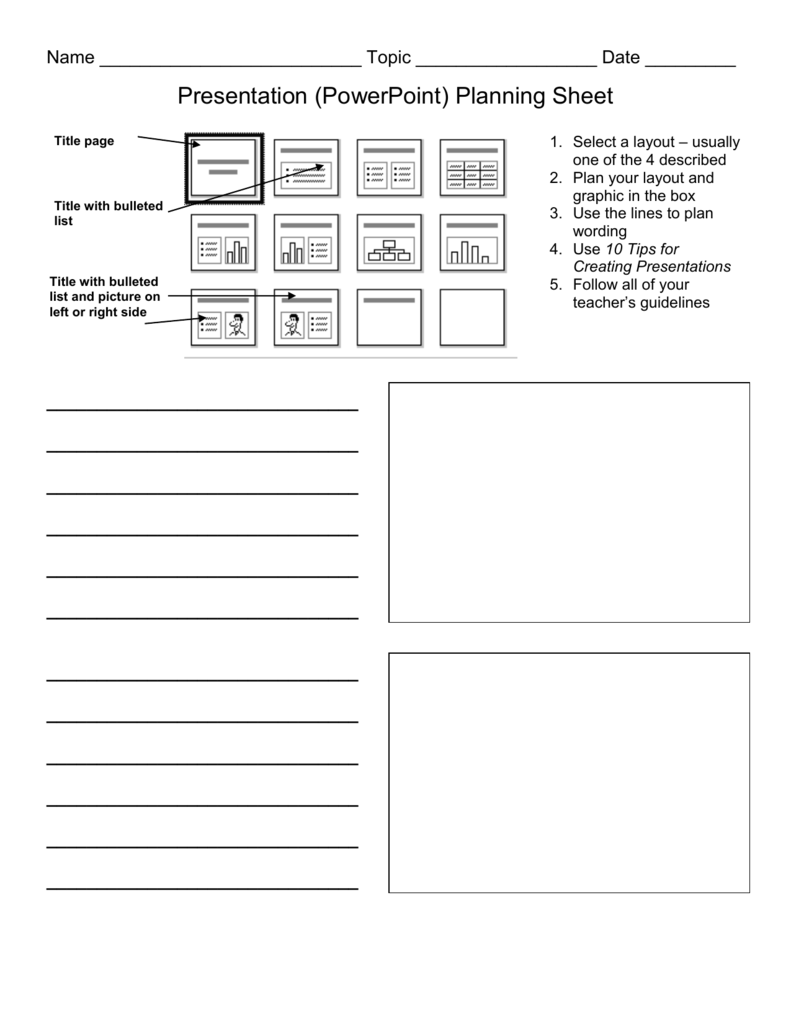 presentation planning sheet