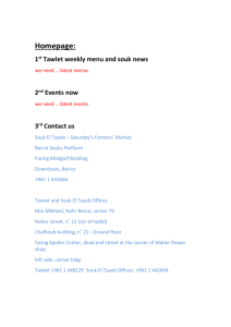Homepage: 1st Tawlet weekly menu and souk news we need