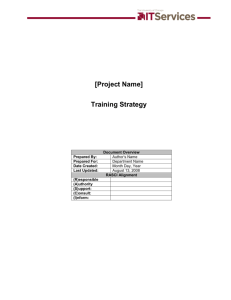 Training Strategy - Project Management