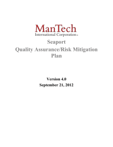 Section E Quality Assurance Plan