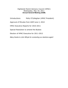 2011 AGM Agenda and Reports