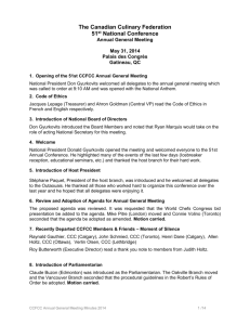 CCFCC AGM Minutes - Calgary Academy of Chefs and Cooks