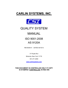 Quality Manual - Carlin Systems Inc