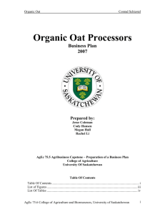 Organic Oat Processors - Student Agribusiness Plan Collection