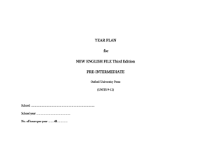 YEAR PLAN for NEW ENGLISH FILE Third Edition PRE