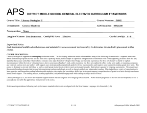 Course Title: Literacy Strategies II Course Number