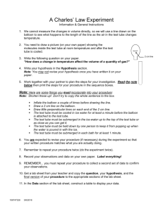 A Charles' Law Experiment